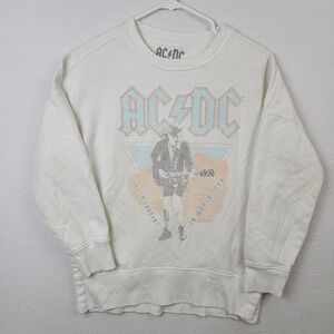 AC/DC Live in Concert 79 World Tour Band Sweatshirt Womens XS White Crew Neck